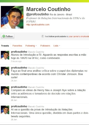 Reprodução Professor da UFRJ aplica prova no Twitter